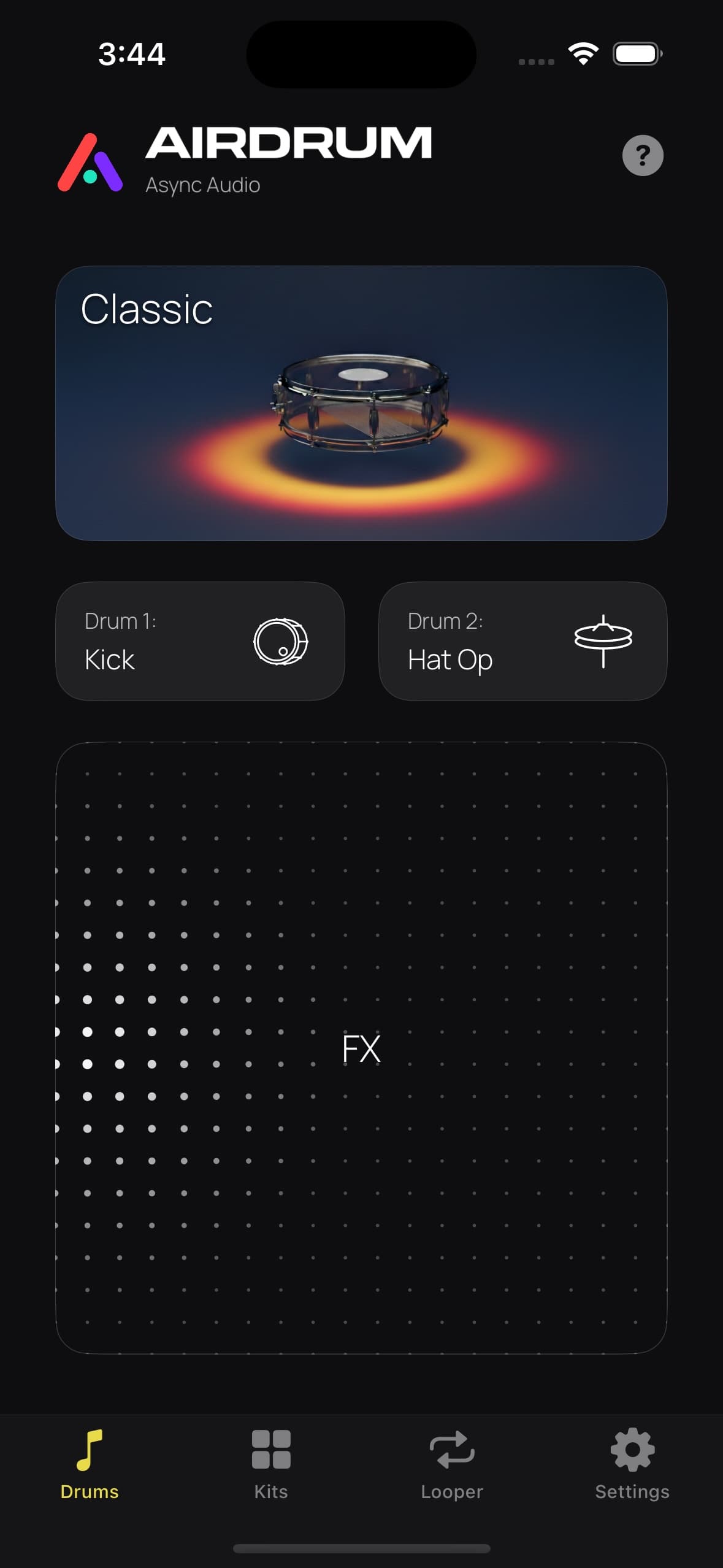 AirDrum app interface