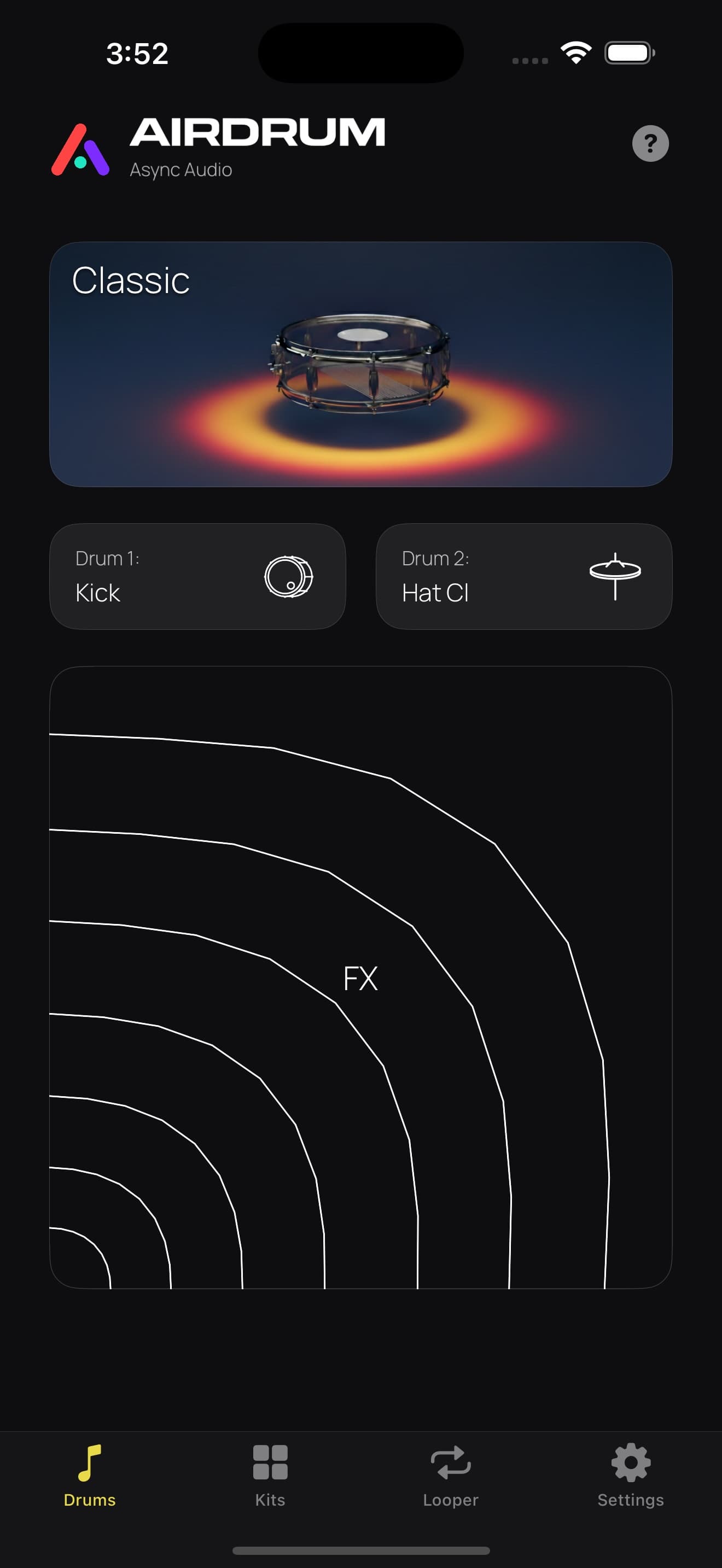 AirDrum app interface